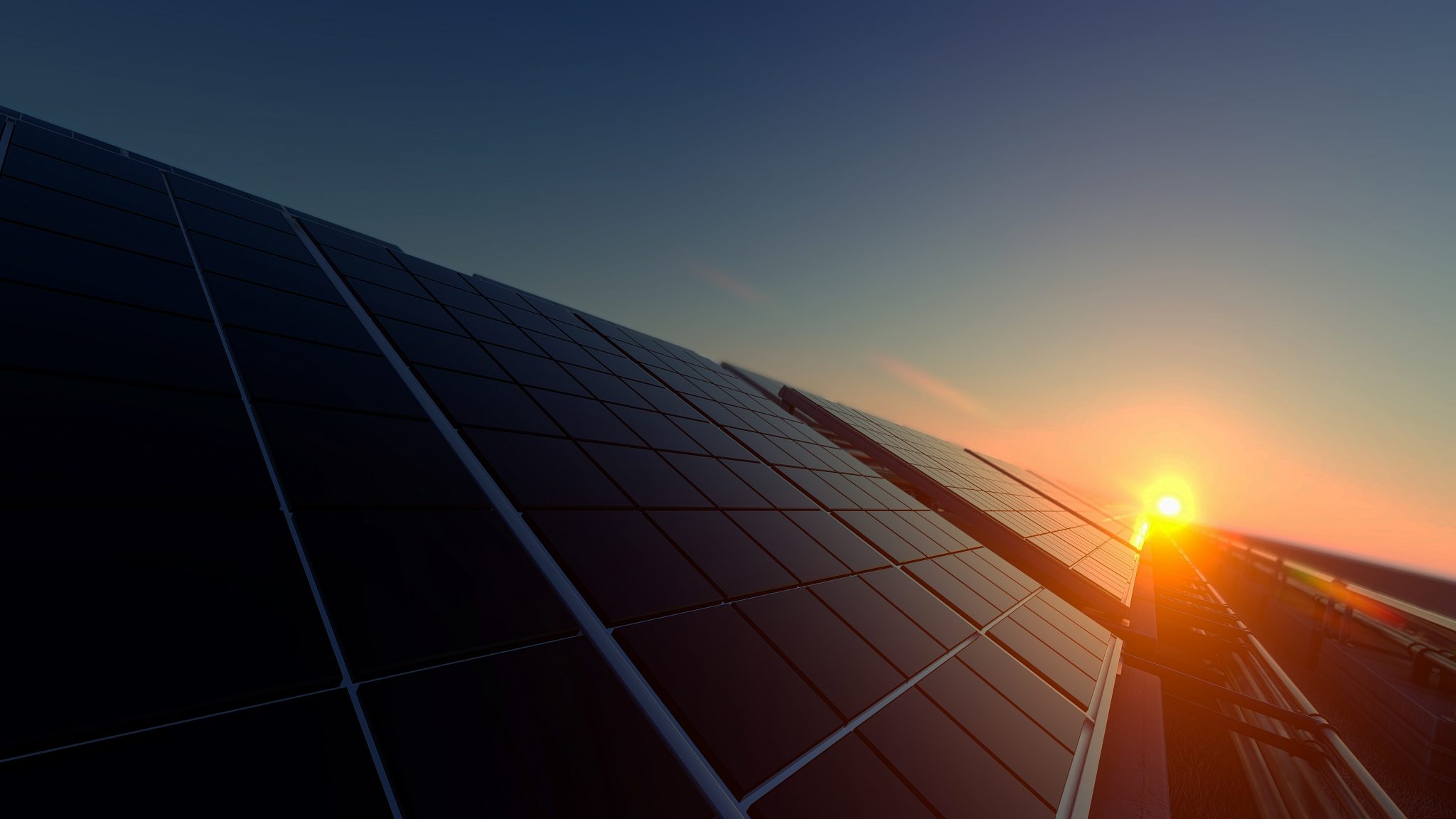 Solar Panels in Dim Light 3d rendering Generadora Metropolitana